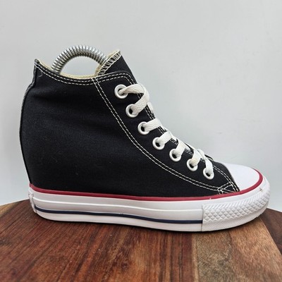 Converse Chuck Taylor Hidden Wedge Shoes Women's Black White Lace Up  Sneakers