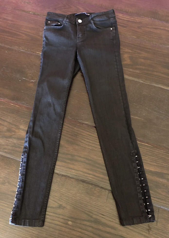 Jeans Femme Zara Trafaluc - Taille US 00 - Noir Denim - Coupe Slim - Haute Taille