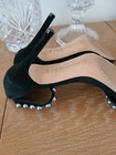 Neiman Marcus Suede Leather Pumps, Black Pearl Detail, Women's, 8b — photo 5