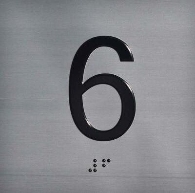 6TH Floor Elevator Jamb Plate Sign with Braille and Raised ...--REF24-1027