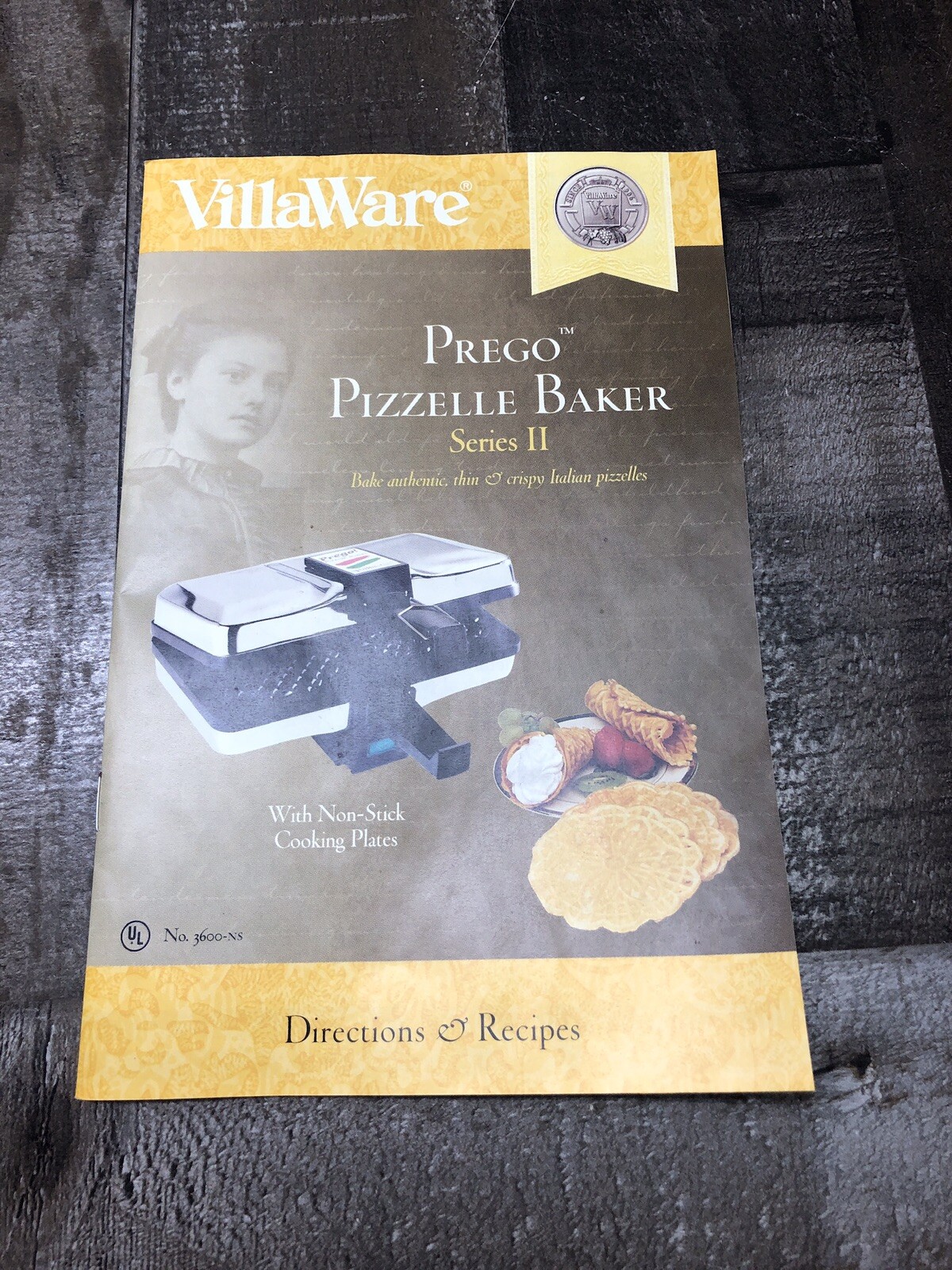 New VillaWare Prego Pizzelle Baker Series II 3600NS Non Stick