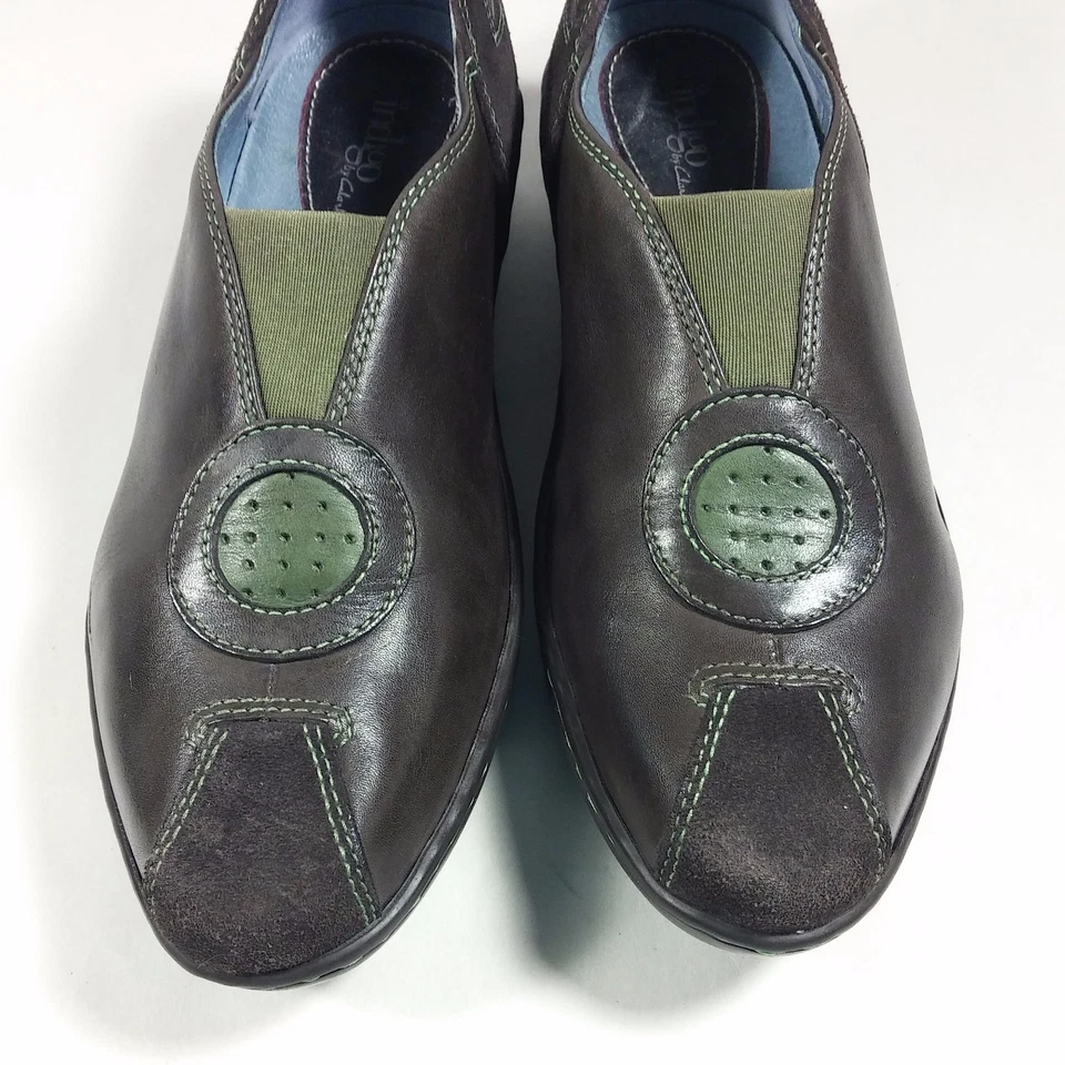 Zapatos mocasines de tacón bajo sin cordones Indigo by Clarks para mujer marrón/cuero oliva-6 M Foto 4 de 4