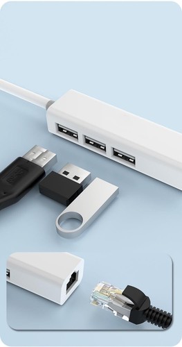 USB C auf 3 x USB A und RJ45 Ethernet Lan Adapter Hub Kabel Mac USB-C Netzwerk - Bild 6 von 7