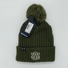 Under Armour Unisex Adult Auburn Tigers Beanie Green Cuffed Knit Pom Hat