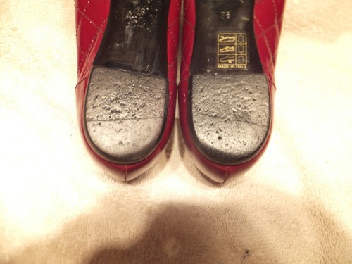 Burberry Dark Red Quilted Patent Leather Flats Sz.36 M/B Made In Italy - Picture 9 of 10