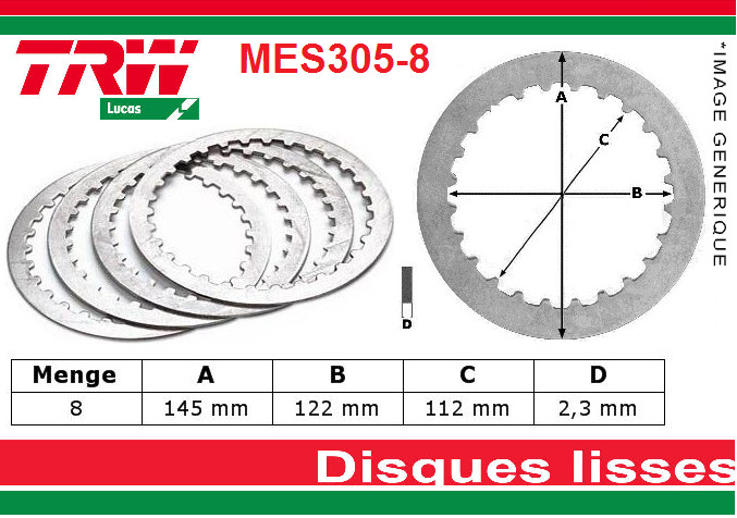8 Disques d'embrayage lisses Kawasaki ZL 1000 1987 d'une précision usine