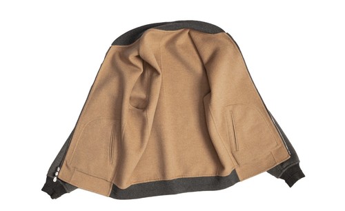 BRUNELLO CUCINELLI Reversible Tan Gray 100% Cashmere Bomber Jacket 56 EU 2XL XXL - Picture 8 of 16