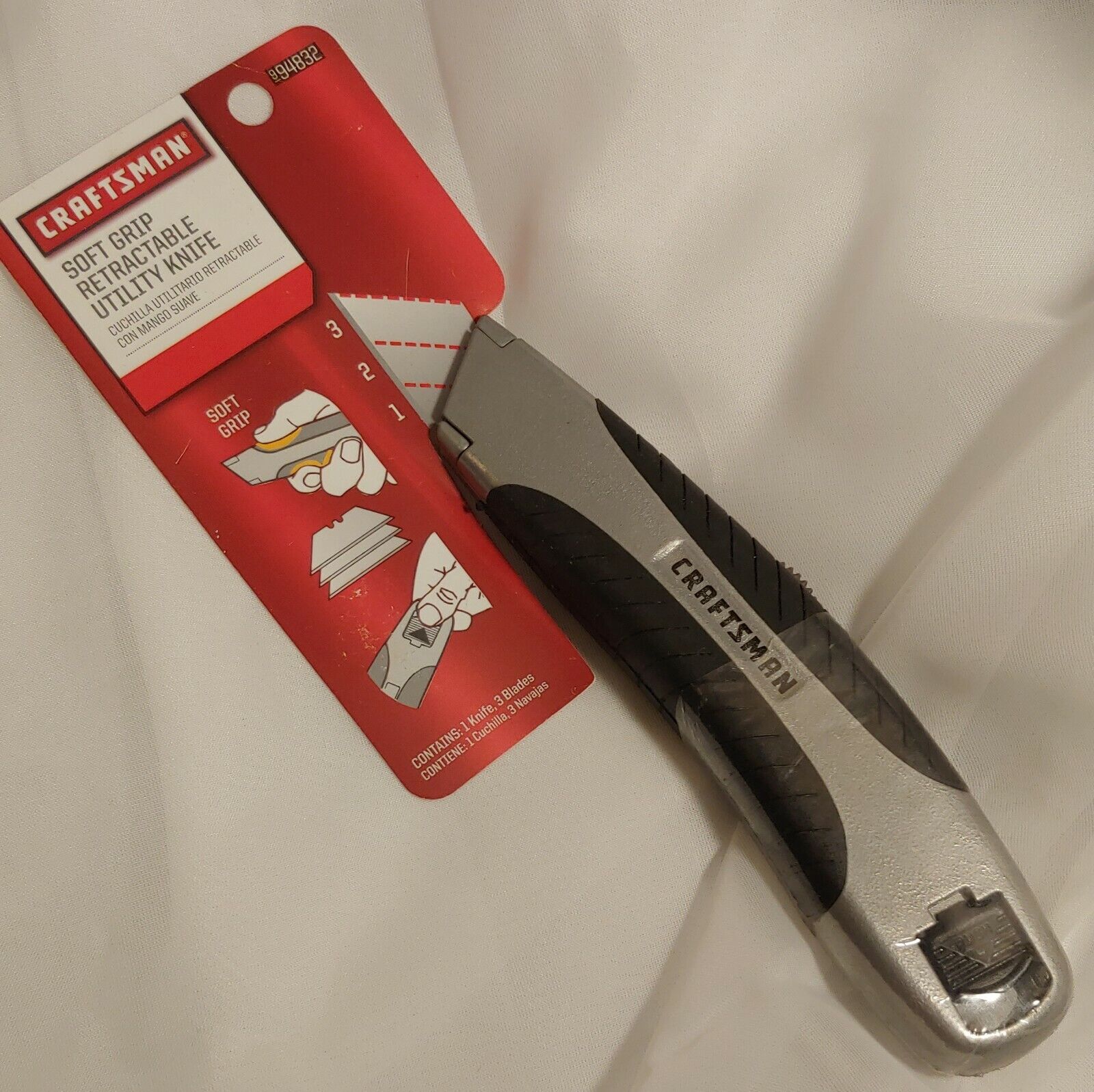 NEW Craftsman Soft Grip Retractable Utility USA P Outlet sale feature Knife 3 Blades Max 62% OFF