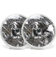 Headlight, Tri-Bar With Colored Dots, 7 in OD, H4 Bulb, Glass/Steel, Universal,