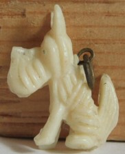 VINT CELLULOID SITTING WESTIE SCOTTIE DOG CHARM JAPAN
