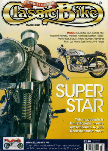 Classic Bike Magazine 2001 March Yamaha OW01 Motobi 125cc 2 Stroke Single 2717F - Afbeelding 1 van 1