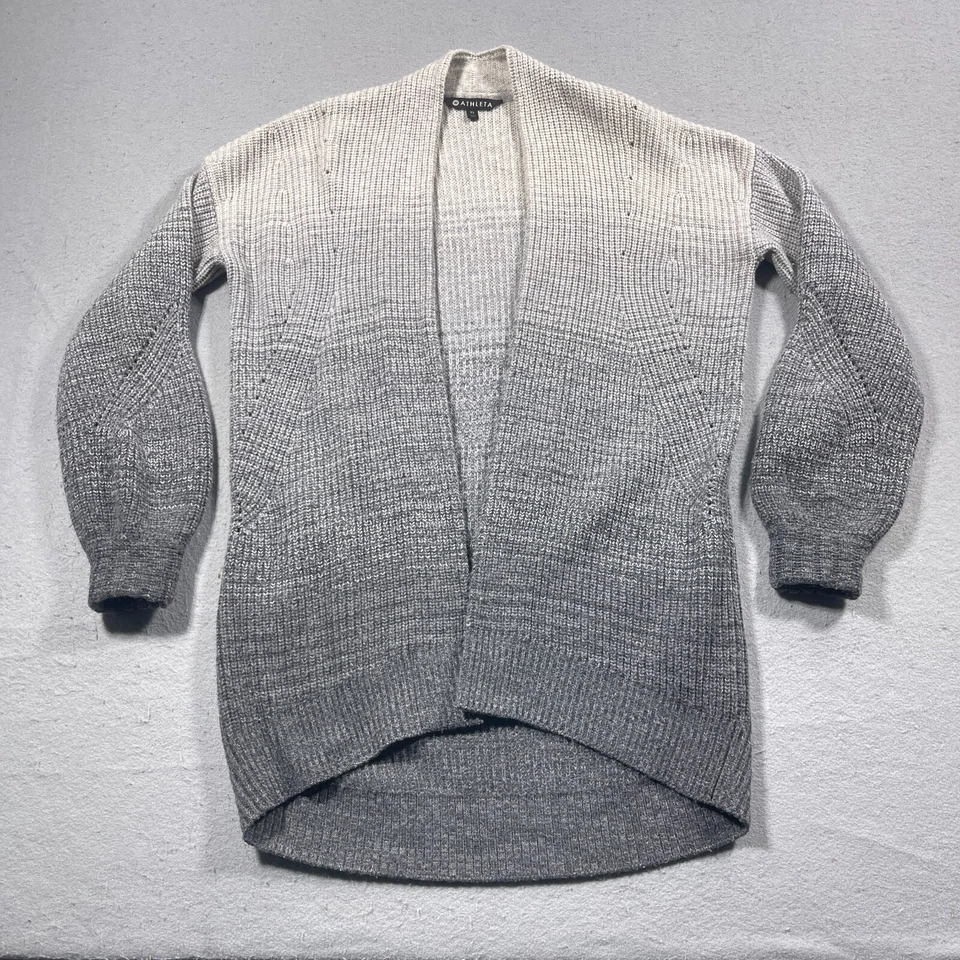 Suéter Cárdigan Abierto ATHLETA Mujer XS Lana Cachemira Gris Lucca Ombré Foto 2 de 4