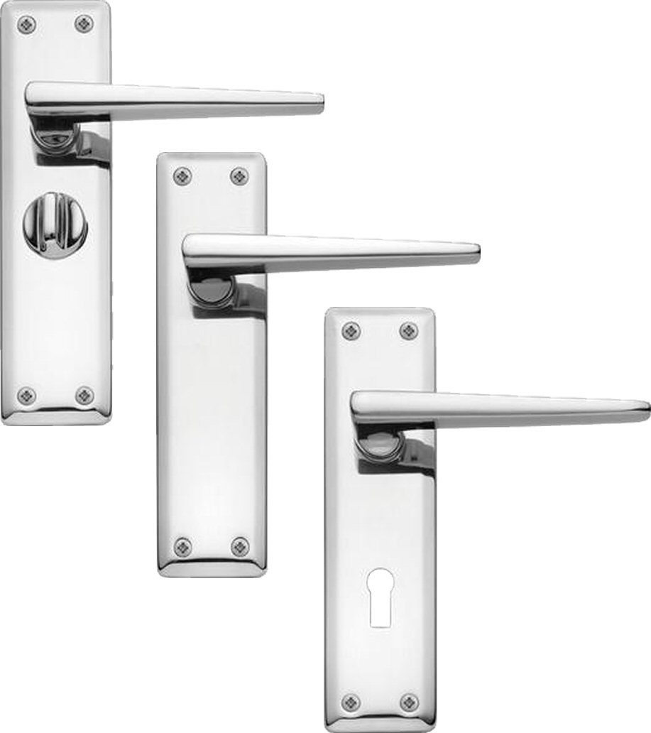 Howdens Polished Chrome Lugano Door Handles Premium Italian Designer