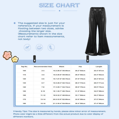Pantalones acampanados de lentejuelas brillantes de cintura elástica para niños niñas - Imagen 49 de 97