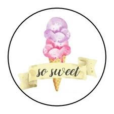 30 1.5" THANK YOU ICE CREAM ROUND ENVELOP SEALS STICKERS  FAVOR LABELS