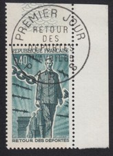 timbre France 1965 Y&T n°1447 40c 20è anniversaire retour déportés ob. 1er jour