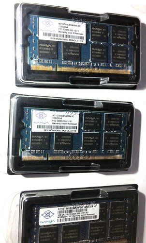 3x Nanya 1GB PC2-5300 DDR2-667MHz SoDimm 200-Pin + 1x 512 MB Apple Memory 4 tota - Picture 2 of 4