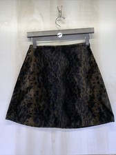 Vintage Windy Windy Animal Print Faux Fur A Line Womens Skirt Small USA Made-