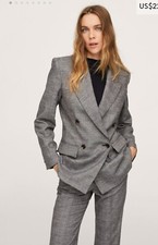 Mango Women Check wool suit blazer Size US S NWT 229