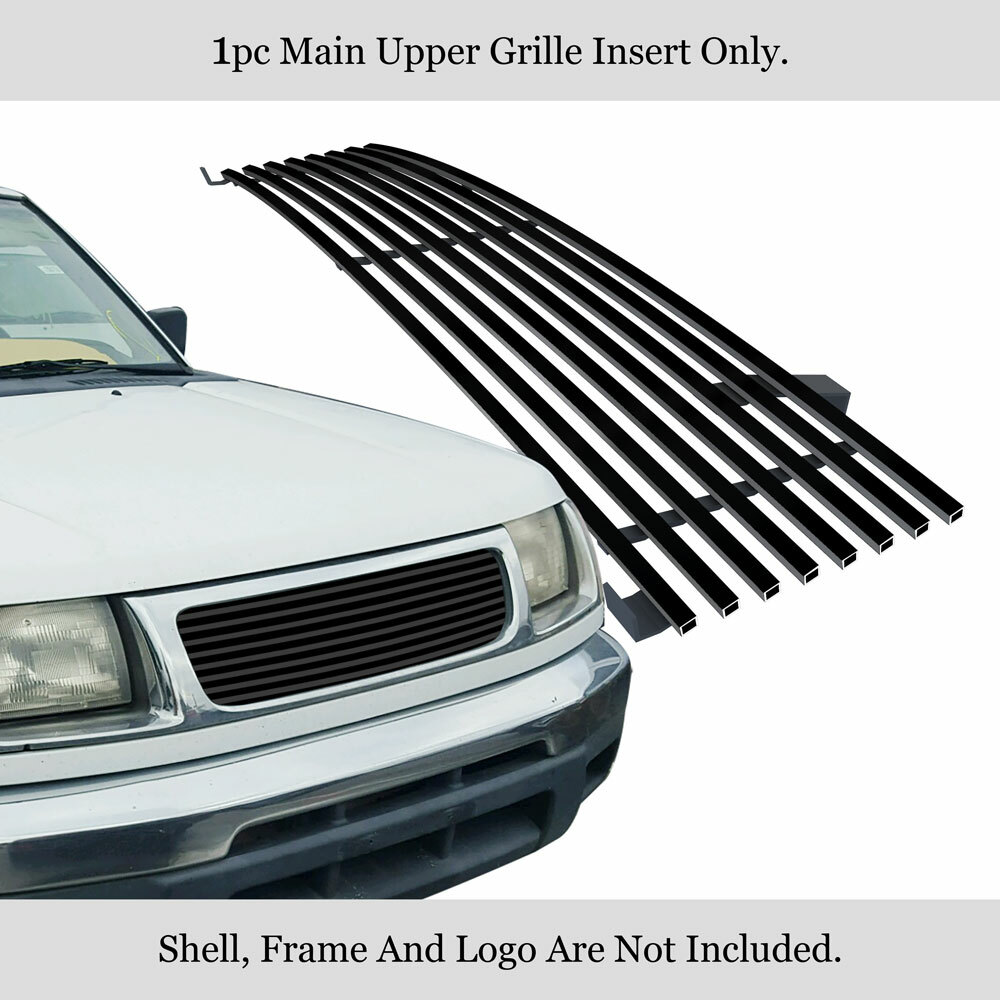 Fits 1998-2000 Nissan Frontier Main Upper Stainless Black Billet