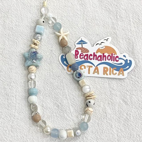 Phone Charm Beaded Phone Strap Beach Starfish Handmade Smartphone Lanyard - Zdjęcie 7 z 11