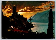 c1981 Malcesine Lake Garda The Castle at Sunset 4x6  Vintage Postcard 0213