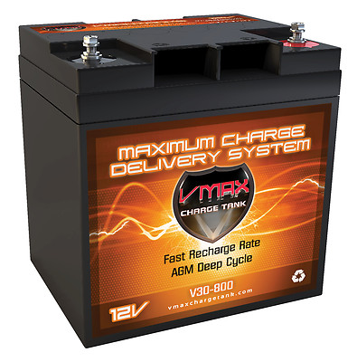 VMAX V30-800 12V 30AH AGM Deep Cycle Battery for MotorGuide R3-30 30lbs Trolling