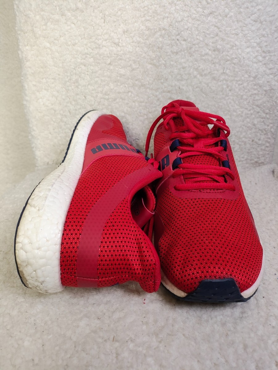Puma Mega NRGY Men Sneakers 12 Red Mesh Lace Up Running 