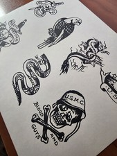 RARE 1950's Ralph Johnstone Milton Zeis Traditional Vintage Tattoo Flash Sheet 4