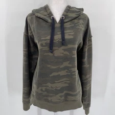 Sanctuary Anthropologie Hoodie Womens M Green Camo Print Long Sleeve Relaxed Fit