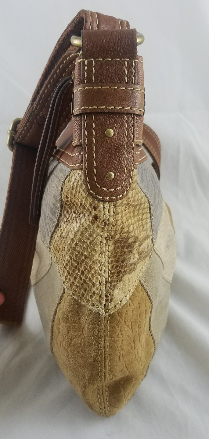 Fossil Multi Suede/Leather Snake Patchwork Should… - image 4