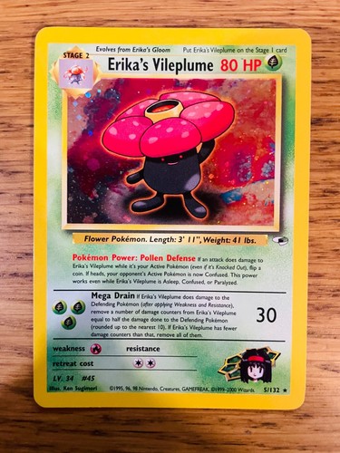 Erika's Vileplume (5/132) Holo Gym Heroes Pokemon Card! FREE P&P! - 第 4/30 張圖片