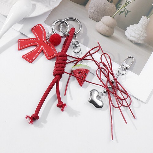 Knitted Bowknot Keychain Silver vendre Heart Charm Pendant Keyring Jewelry Bag Decor