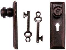 Handley House Dollhouse Miniature Oil Rubbed Bronze Finish Door Knob w/Key Plate