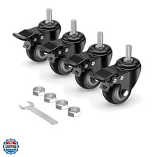 Stem Caster Wheels Total Locking Casters Set of 4, Threaded Stem 3/8" -16 x 1...
