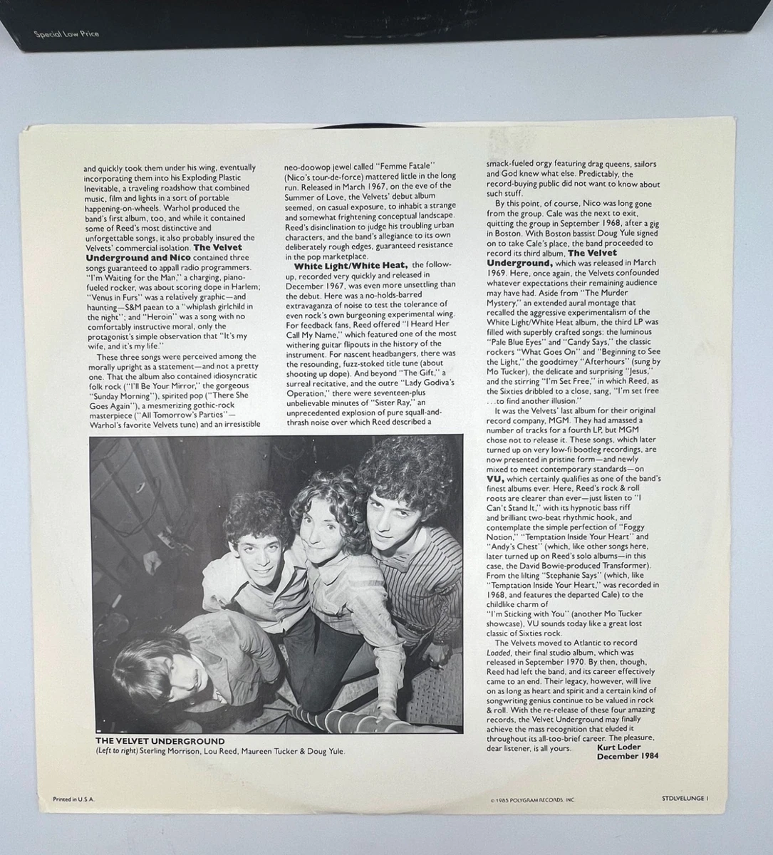 The Velvet Underground White Light/White Heat VERVE 1985 Re-Issue