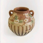 Vintage Roseville Cherry Blossom Vase Double Handle 618-5 Original Sticker 5.25”