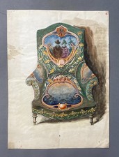 Art Nouveau Tapestry Project, Watercolor, Late 19th Century