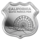 .999 1 oz Silver - Icons of Route 66 Shield - California Santa Monica Pier - NEW