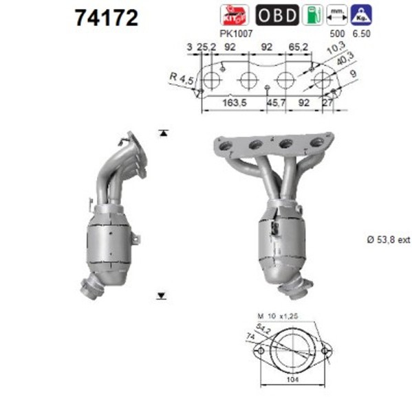 Katalysator AS 74172 FüR Nissan Qashqai 1 J10 NJ10 VAN Allrad-image