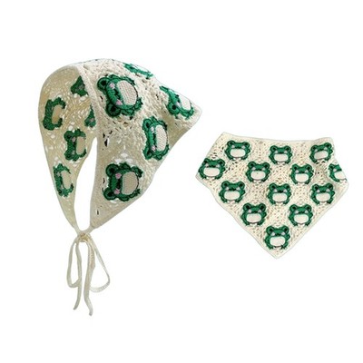 Knit Sunproof Bandana Hot Girls Frog/ Heart Pattern Adjustable Crochet Hairband