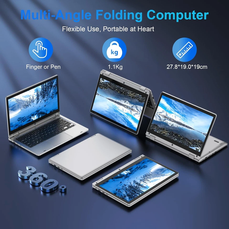 11,6 Pollici Laptop - Celeron N4020 6 GB Di RAM 128 GB Di SSD, PC Portatile Touc - Immagine 2 di 4