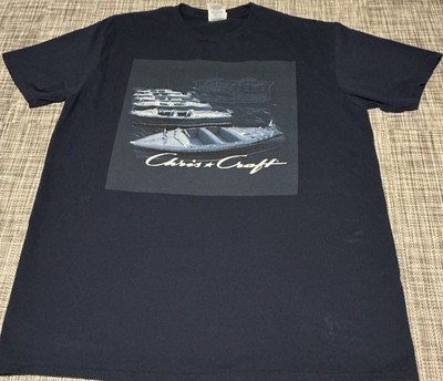 Chris Craft Boats T-shirt Mens Blue Short Sleeve Cotton Size Large Preowned 