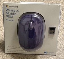 Microsoft Wireless Mobile 1850 Optical Wireless USB Mouse Purple Scroll Wheel