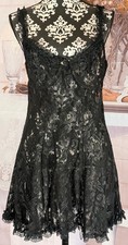 VTG 90  s Private Luxuries Black Cheered Floral Lace Ruffled Flowy Nightgown L