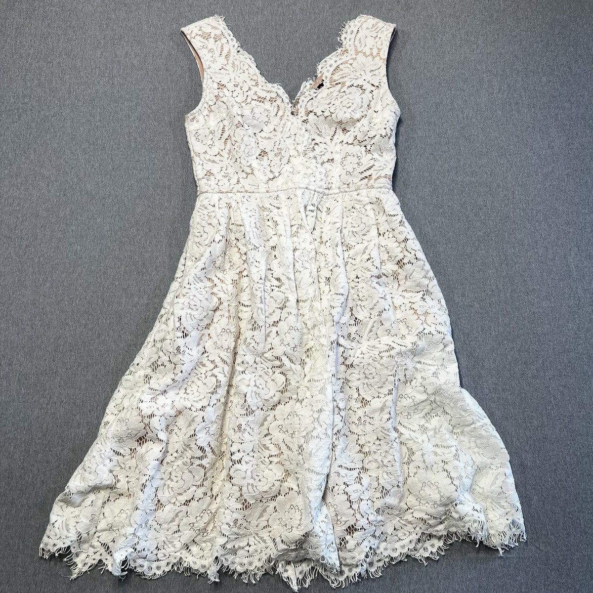 Lulus Love Swept Lace Midi Dress S Cocktail Romantic Coastal Beach Holiday  | eBay
