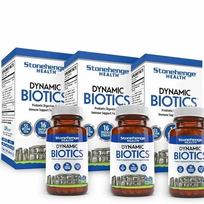 3 pack Dynamic BIOTICS Stonehenge Probiotic Immune, Digestive, IBS & Gut Support