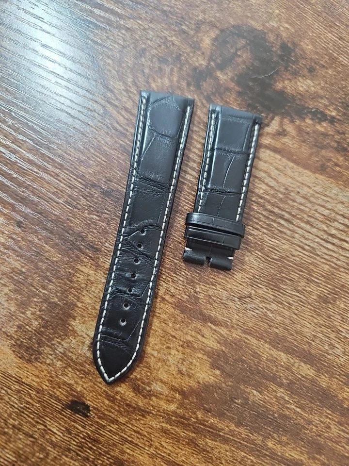 Auténtico Breitling OEM 24 - 20 mm cuero cocodrilo negro 1060P Foto 2 de 4