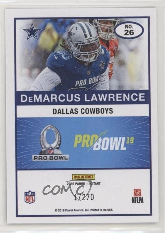 2019 Panini Instant NFL 2019 Probowl Score /270 DeMarcus Lawrence #26 - Image 2 of 2