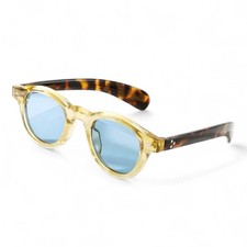 Vintage Y2K Tortoise Shell Brown  Clear Gold Blue Tinted UV400 Round Sunglasses